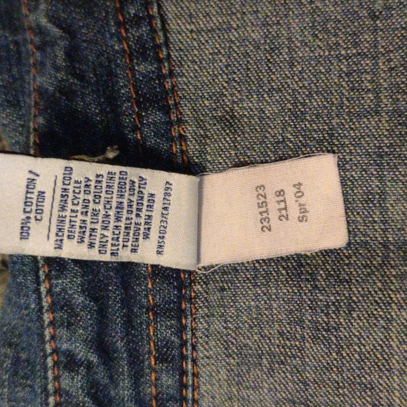 Old Navy Vintage Jean Blouse 100% Cotton 3/4 Sleeve Snap Buttons - Picture 6 of 6